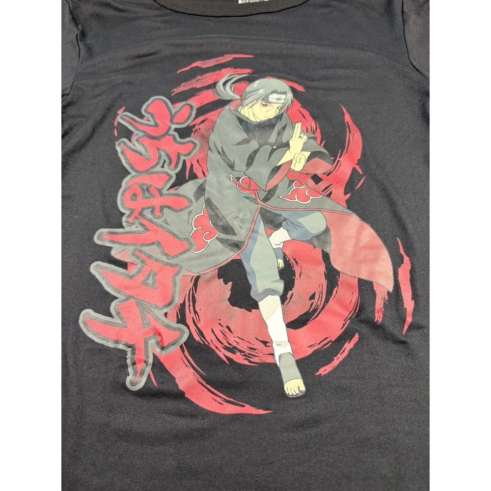 Naruto Shippuden Itachi Uchiha Youth XL Black Graphic Long Sleeve Shirt Anime
